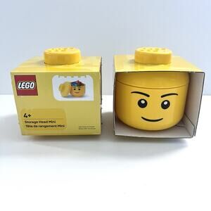 2 New Lego 4 x 4.5 In Plastic Head Storage Container Mini Male Closed Smile 4033